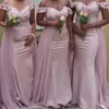 Vestidos de dama de honor elegantes con hombros descubiertos Vestido de invitados de boda de sirena con apliques de encaje africano Vestidos de dama de honor sexy por encargo