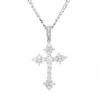 Hip Hop Iced Out Cross Pendant Necklace Gold Silver Color Plated Micro Paved Zircon Gold Chain for Women324K