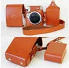 Svart / brunt PU Läderfodral Skyddsuppsättning för Fuji Fujifilm Instax Mini 90 Digital kamera väska med rem