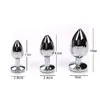 Stainless Steel Anal Butt Plug Vibrator Set Metal Anal Sex Toys for Men Gay Dildo Crystal Beads Erotic Toys Anal Women Y1892903