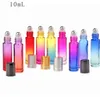 10ml glasrulle på flaskor Gradient Färg Rullflaskor med rostfria stålbollar Perfekt för eteriska oljor Sn498
