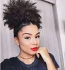 Afro Bun Puff Curly Drawstring Hår Pony Tail Clip In Human Black Hair Ponytail 100% Malaysisk Human Hair Drawstring Ponytail Extention