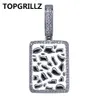 TOPGRILLZ Shiny Square Pendant Necklace Gold Silver Color Cubic Zircon Men's Charms Hip Hop Jewelry Gifts With 24 inch Rope Chain