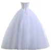 Beaded Tulle Ball Gown Bröllopsklänning 2020 Vit Elfenben Längd Brudklänningar Nya Brudklänningar Vestidos de Novia Sweetheart / Off Shoulder