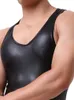 Mens Sexy Bodysuit Imitation Leather One Piece Jumpsuits Shapers Mens Wrestling Singlet Body Shaper Bodybuilding Body Suits Size M261D