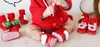 Newborn Infant Baby Christmas Stockings Terry Floor Socks Anti-Slip Baby Toddler 3D Cartoon Soft Cotton Sock Thicken red