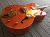 Nashville Eddie Cochran Brian Setzer Jazz Orange Guitare électrique Table en érable flammé, Corps semi-creux, Bigs Tremolo Bridge, Matériel doré