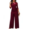 Mode Casual Wide Been Rompertjes Vrouwen Elegante Avond Party Kant Patchwork Sexy Playsuits Bodysuits Formele Jumpsuits1