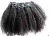 Brasilianska Human Virgin Remy Clip Ins Hair Extensions Naturliga Svart Hårväft Human Afro Curl Hair Extensions Dubbeldragen