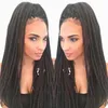 Synthetic hair box braid Lace front Wigs heat resistant full hand braided glueless wig for black women free shipping