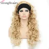 StrongBeauty 26 pouces Synthétique Demi Perruque Longs Cheveux Bouclés Perruques Avec Bandeaux Coupe Naturelle Style De Cheveux Pour Les Femmes