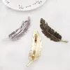 Women Hairpins Metal Leaf Shape Hair Clip Hairgrip Barrettes Crystal Hairpin Hair Accessories bobby Pins Feather Hair Clips