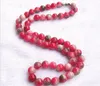 Natürliche bonbonfarbene pfirsichfarbene Jade-Rot- und Grünschatz-Rosa-Perlenketten für Damen mit Kristallschmuck-Hängekette