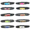 Moda 8 mm Natural de lava negra Beeds Turquesa Beads Chakra Chakra Diy Lava Rock Oil Difuser Pulsero para mujeres