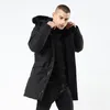 Woxingwosu, parkas para hombre, chaqueta larga acolchada de algodón y gorra gruesa, acolchada de algodón, a prueba de viento para hombre, mantiene el calor1