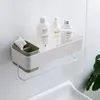 Självhäftande badrumshylla lagringsarrangör med handduk bar ingen borrdusch rackhållare för schamponkonditioneringsmakeup