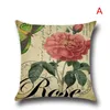 Housse de coussin en coton et lin imprimé fleur de Rose, taie d'oreiller carrée pour canapé, décoration de maison, 18x18