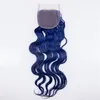 Yeni varış Islak ve Dalgalı Mavi Saç Uzantıları 3PCS Dantel Kapatma Brezilyalı Virgin Saç Blue Water Wave Saç Paketler ile Top Kapanış