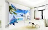 Photo personnalisé papier peint KTV égéen 3d dauphin stéréo tv fond mur décor à la maison salon revêtement mural