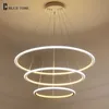 40CM 60CM 80CM Lampade a sospensione moderne per soggiorno Sala da pranzo Cerchio Anelli Corpo in alluminio acrilico Lampada da soffitto a LED