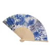 Personalized Wedding Fan Vintage Bamboo Folding Hand Held Flower Fan Chinese Dance Party Pocket Gifts wedding fan purple