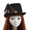 Стимпанк Top Hat Men Women Black Rose Gears Feather Fedora Vintage Cosplay Head Wear 58 см/61 см