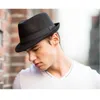 Unisex Wool Felt Fedora Hat With Band Classic Solid Plaid Jazz Church Top Caps Panama Bowler Brim Caps For Gentleman
