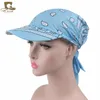 Unisex paisley Visor Pre Fitted Bandana Hat outdoor sun bandans cap Head Scarf bandit turban cap men and women Wide Brim sunhat
