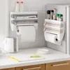Refrigerator Cling Film Storage Rack Shelf Plastic Wrap Cutting Device Wall Hanging Paper Towel Holder Kitchen Bathroom tool