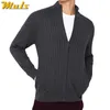 Män Sweatercoat Cotton Acrylic Rib Full Zipper Tröja Jacka Man Höst Vinter Varm Man Knitwear Coat Plus Size Outwear Dress