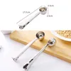 Stainless Steel Coffee Measuring Spoon With Bag Seal Clip Silver Multifunction Jelly Ice Cream Fruit Scoop Spoon Kitchen Accessories WX9-473