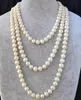 New Arriver Pearl Jewellery,60'' White Color 9-10mm Natural Freshwater Pearl Necklace,Bridesmaid Wedding Women Gift