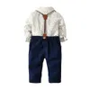 2018 Jungen drucken Kleidung Sets Europäischen und amerikanischen Gentleman Baby Langarmhemd + Hosen Zweiteiler Anzug