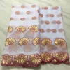 5Yards/pc New fashion yellow african cotton fabric with flower design and 2yards french net lace set for dress BC21-2