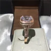Mode smycken Rose Gold 925 Sterling Silver Ring Cushion Cut 10CT 5A Zircon CZ Engagement Wedding Band Ring for Women243R