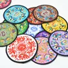 Chinese Embroidered Round Christmas Coasters Party Favors Table Mat Vintage Satin Fabric Fashion Tea Coffee Coaster Set 10set/lot