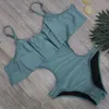 X 2018 Sexy One Piece Swimsuit Off The Ramię Solidne Zielone Czarne Stroje Kąpielowe Kobiety Kostium Kąpielowy Wzburzyć Monokini Swim Wear