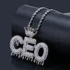 Custom Name Crown Bail Drip Initialen Letters Kettingen Hanger Voor Mannen Vrouwen Goud Kleur Kubieke Zirkoon Hip Hop Sieraden