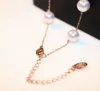 Vintage Pearl Necklace Rose Gold Plated Link Kedja Halsband Mode Kvinnor Choker Halsband för Brud Bröllopsfest Smycken