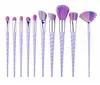 10st Unicorn Spiral Makeup Brush Fan Rainbow Professionella borstar 4 Färger Foundation Powder Eye Shadow Färgglada Borste DHL / TNT / FedEx / UPS