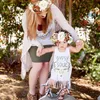 家族のマッチング衣装ママと私の服春夏の鹿のヘッドノースリーブシャツベスト幼児幼児タッセルドレスベビーロンパース