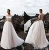 Pageant Beach Two Pieces A Line Wedding Dress Lace Off The Shoulder Crop Top Beach Bridal Party Gowns 172