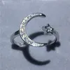 Vecalon Star Moon Form 100% Soild 925 Sterling Silber Ring 5A Zirkon CZ Verlobungs Ehering Ringe für Frauen Männer Schmuck