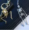 Foldable skeleton pendant key chain for men women antique silver color metal alloy skull bag charm key ring car keychain keyring281d