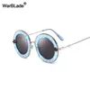 WarBLade Retro Round English Letters Little Bees Sunglasses Fashion Metal Frame Sun Glasses Women Shades Oculos