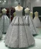 2018 Abiti da ballo Quinceanera sexy con immagine reale Sweetheart Oro grigio Paillettes in pizzo pieno con perline Plus Size Abiti da sera da ballo