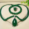 925 zilveren jade medullaire ring armband hanger / ketting mode-sieraden sets voor damesfeest