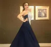 Sparkly Strapless Evening Dress Silver Bling Sequined And Navy Blue Satin Celebrity Evening Dresses Formal Red Carpet Dresses Part286m