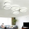 Luzes de teto LED Circular 5 Anéis Chandelier Iluminação Dimmable Flush Mount Light para sala de estar Quarto Cozinha