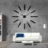 Relógio de parede sem moldura Relógio de parede DIY Relógio de parede de parede grandes adesivos mudo para a sala de estar decorações de casa muito tempo